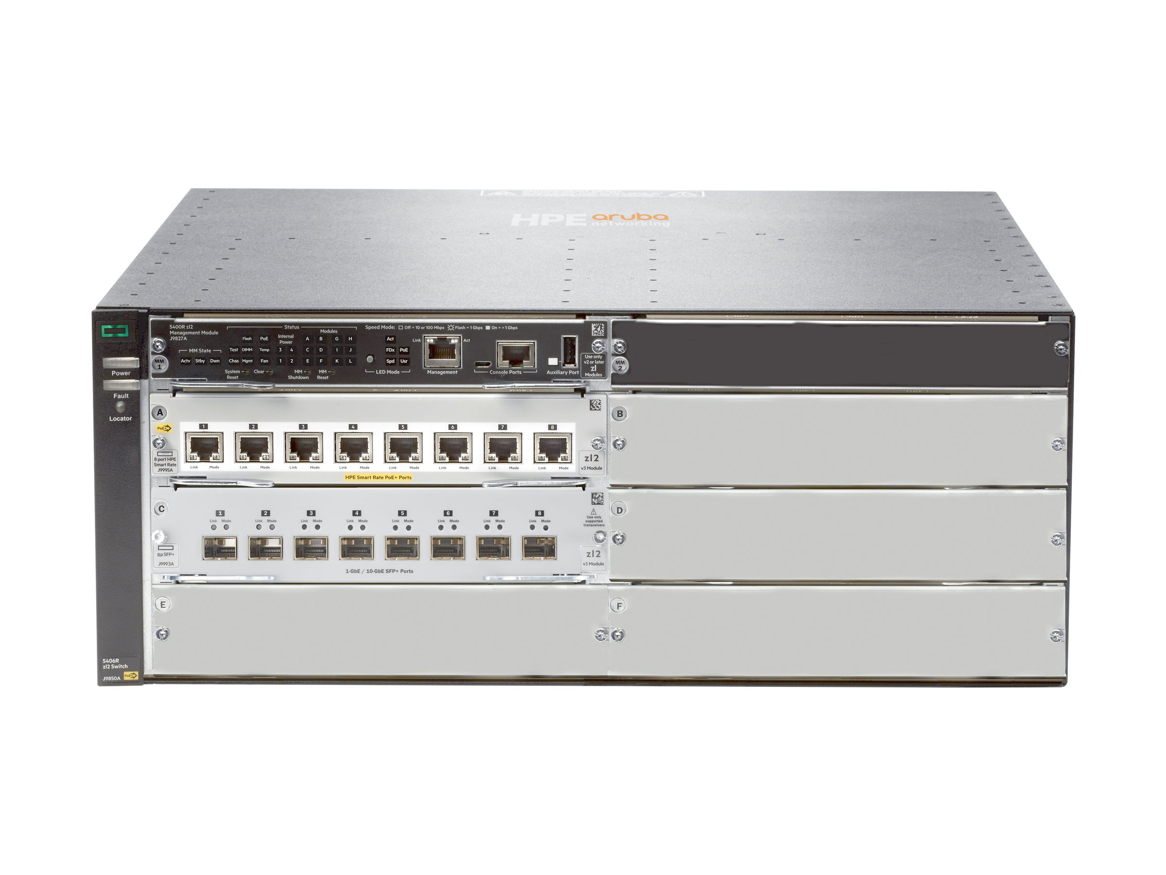 HPE Aruba 5406R 8-port 1/2.5/5/10GBASE-T PoE+ / 8-port SFP+ (No PSU) v3 zl2
