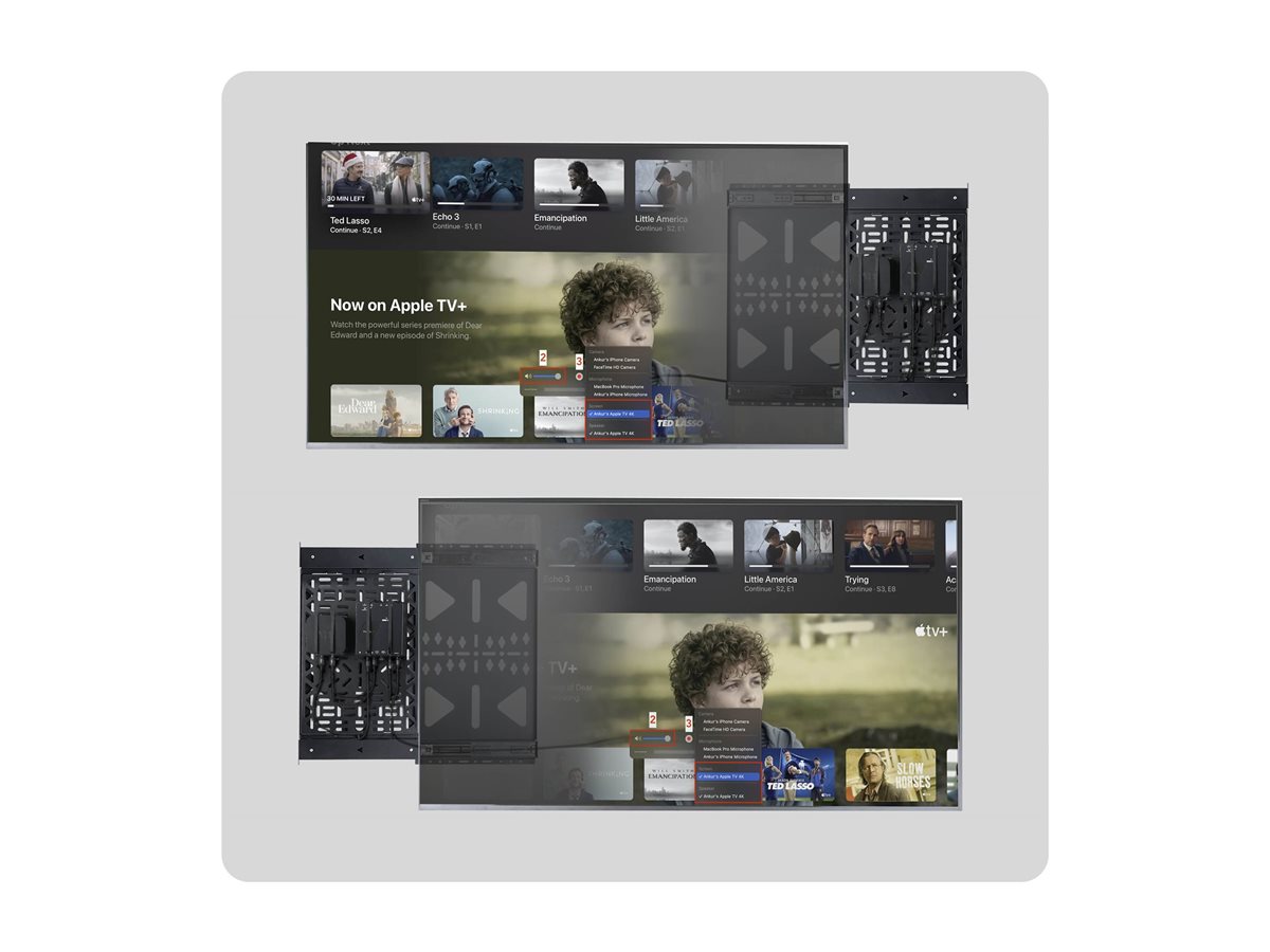 Startech montážní sada - výsuvný - pro streamer box / multimediální přehrávač - accessories mounting, 22 lbs (10 kg), behind TV, easy access - černá – foto 3