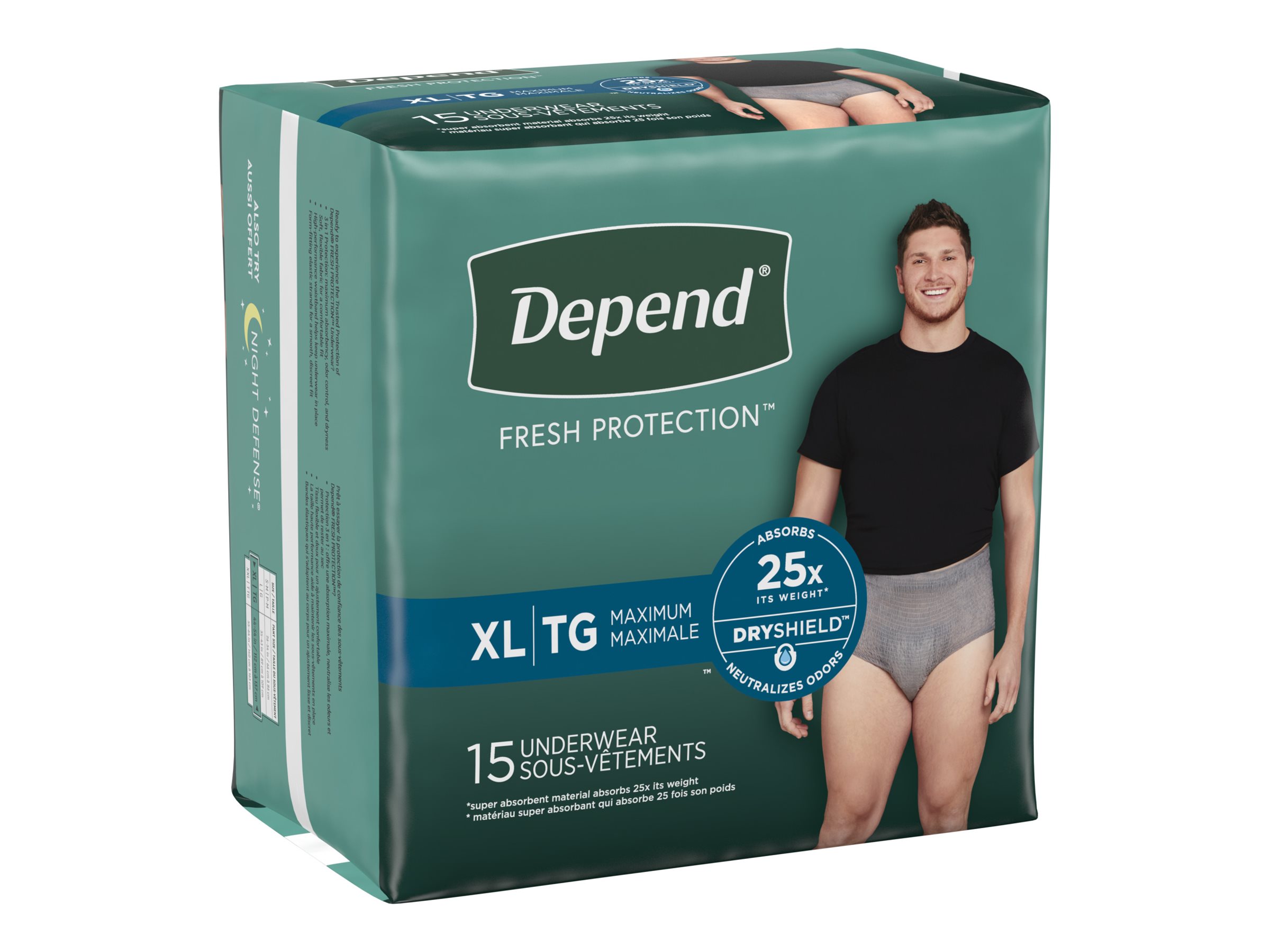 Depend for Men S/M Maximum Absorbency Underwear, Gray
