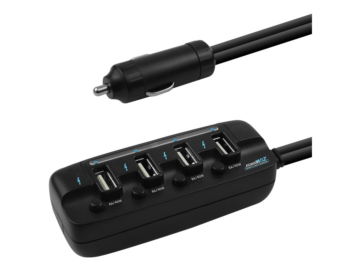 mbeat car power adapter with extension cord USB Type A 40 Product shot Left-angle 79750