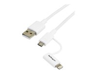 StarTech.com 1m (3ft) Apple Lightning or Micro USB to USB Cable for iPhone / iPod / iPad - White - Apple MFi Certified (LTUB1MWH) Opladning/datakabel 1m
