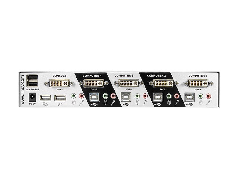 Switch KVM DVI-I Single Link, USB 2.0 & audio, 4 ports