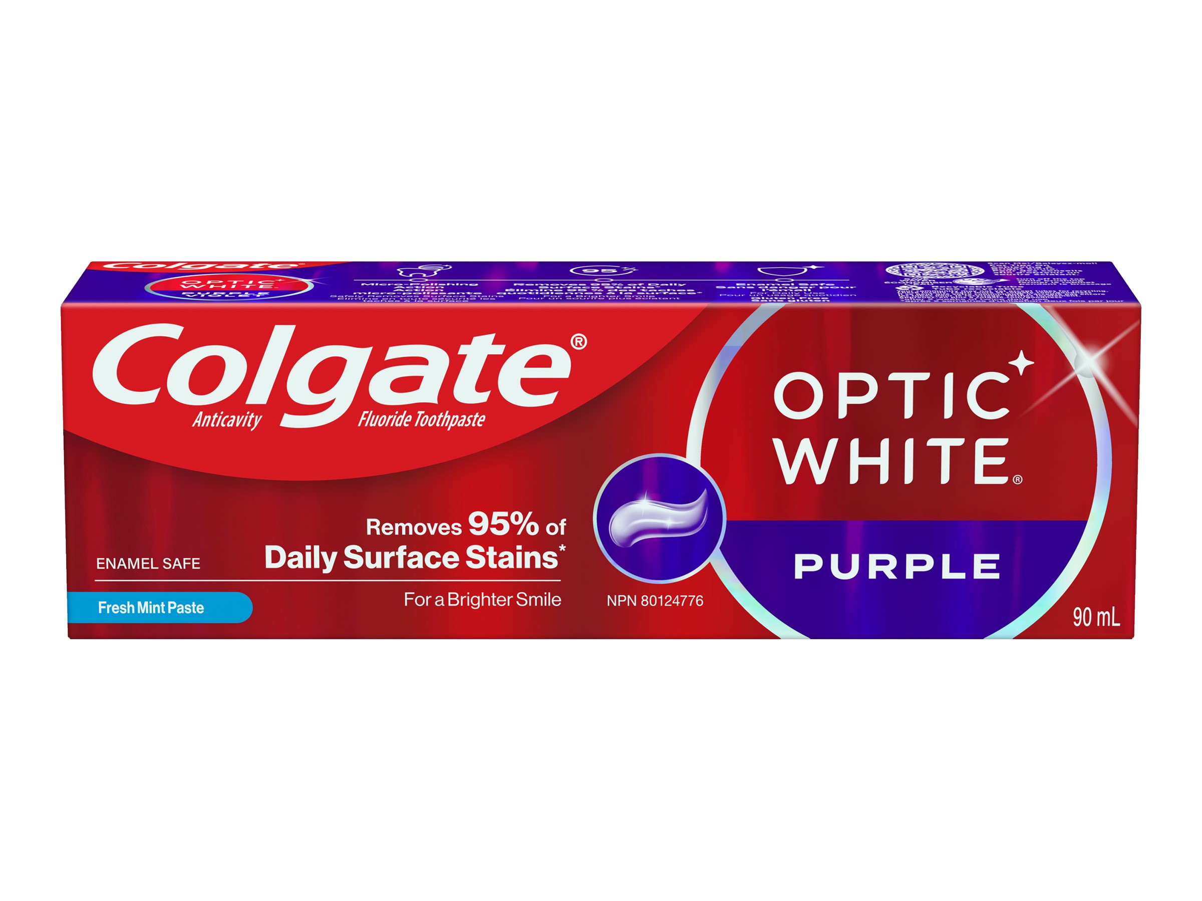 Colgate Optic White Purple Toothpaste - Fresh Mint - 90ml