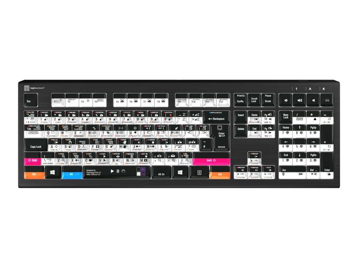 An image of LogicKeyboard Adobe Filmmaker - Premiere Pro & After Effects Astra 2 - keyboard - Windows - QWERTY - UK - black Input Device