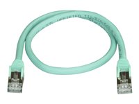 Startech 50cm CAT6A Ethernet Cable, 10 Gigabit Shielded Snagless RJ45 100W PoE Patch Cord, CAT 6A 10GbE STP Network Cable w/Strain Relief, Aqua, UL Certified Wiring/TIA - Category 6A - 26AWG (6ASPAT50CMAQ) - patch cable - 50 cm - aqua