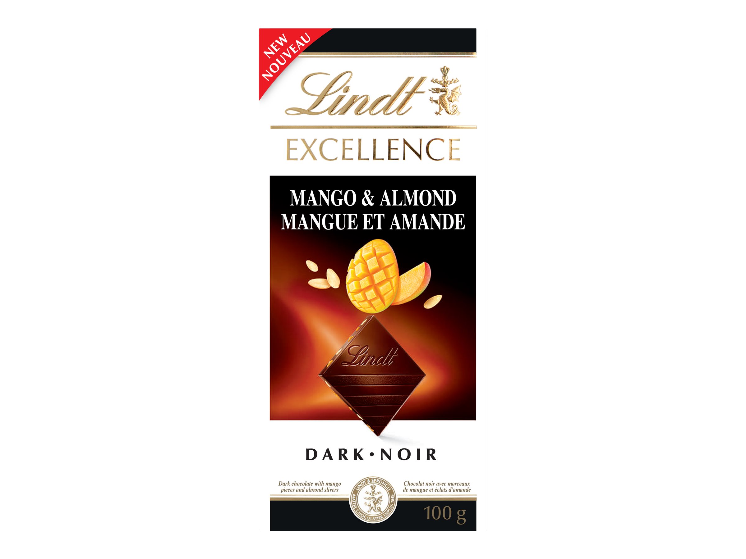 Lindt EXCELLENCE Dark Chocolate Bar - Mango and Almond - 100g