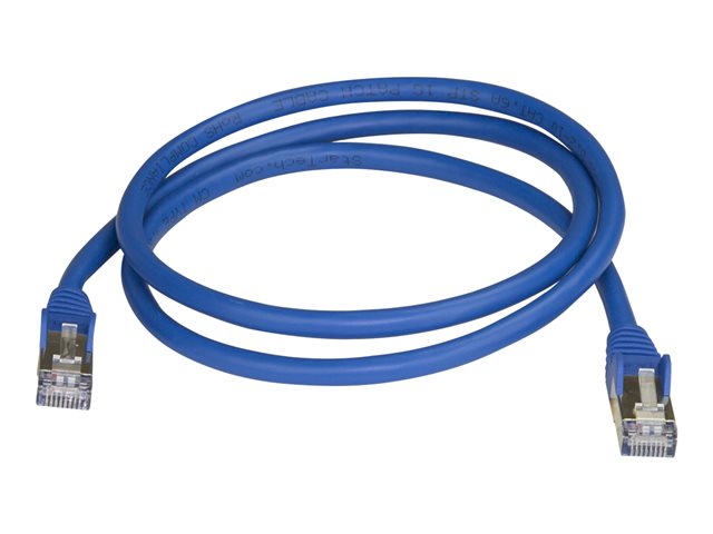 Image of StarTech.com 1m CAT6A Ethernet Cable, 10 Gigabit Shielded Snagless RJ45 100W PoE Patch Cord, CAT 6A 10GbE STP Network Cable w/Strain Relief, Blue, Fluke Tested/UL Certified Wiring/TIA - Category 6A - 26AWG (6ASPAT1MBL) - patch cable - 1 m - blue
