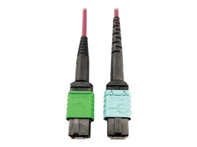 Eaton Tripp Lite Series 400G Multimode 50/125 OM4 Plenum Fiber Optic Cable, 16F MTP/MPO-APC to 24F MTP/MPO-UPC (F/F), Magenta, 5 m