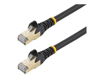 Startech 1ft CAT6A Ethernet Cable, 10 Gigabit Shielded Snagless RJ45 100W PoE Patch Cord, CAT 6A 10GbE STP Network Cable w/Strain Relief, Black, UL Certified Wiring/TIA