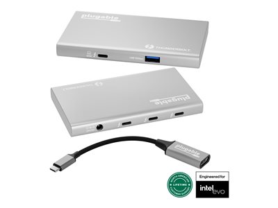 Plugable - Hub - 3 x Thunderbolt 4 + 1 x USB 3.2 Gen 2