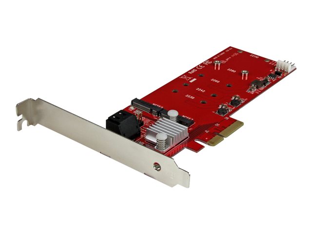Image of StarTech.com 2x M.2 NGFF SSD RAID Controller Card plus 2x SATA III Ports - PCIe - Two Slot PCI Express M.2 RAID Card plus Two SATA Ports (PEXM2SAT3422) - storage controller (RAID) - M.2 Card / SATA 6Gb/s - PCIe 2.0 x2