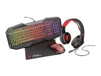 Trust GXT 788RW 4-in-1 - Keyboard, mouse, headset and mouse pad set - backlit - USB - QWERTY - UK