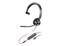 Poly Blackwire 3315 - Blackwire 3300 series - headset - on-ear - wired - active noise canceling - 3.5 mm jack, USB-C - black
