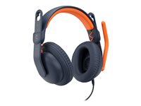 Logitech Zone Learn Over-Ear Wired Headset for Learners, 3.5mm AUX Kabling Hovedtelefoner Sort Orange