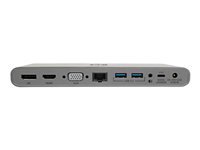 Eaton Tripp Lite Series USB-C Dock, Triple Display - 4K HDMI/DisplayPort, VGA, USB 3.2 Gen 1, USB-A/USB-C Hub, GbE, 100W PD Charging, International Power Cables - docking station - USB-C 3.2 Gen 1 / Thunderbolt 3 - VGA, HDMI, DP - 1GbE
