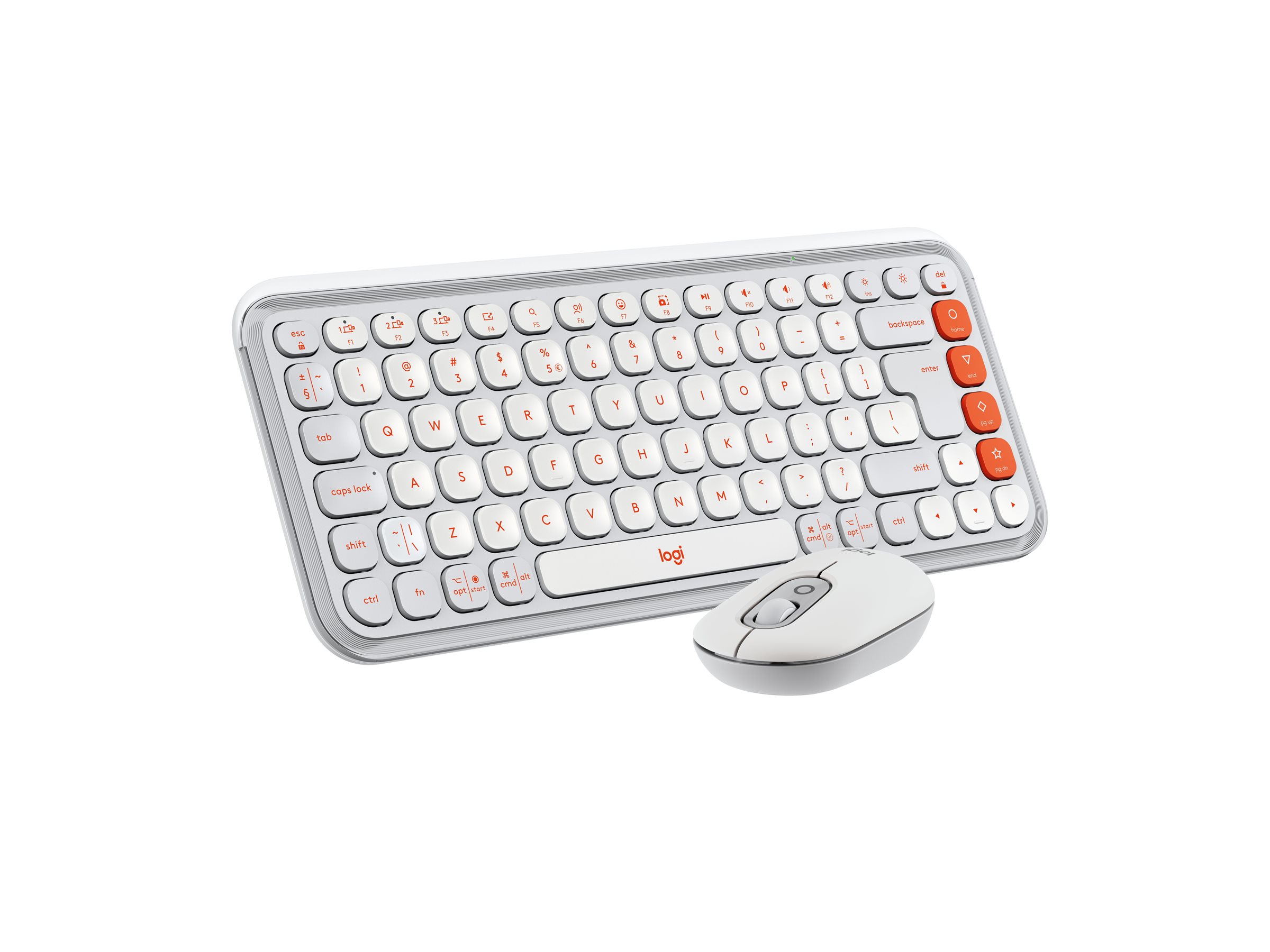 Logitech POP Icon Combo keyboard and mouse set QWERTY English off white orange Input Product shot Left-angle 79900