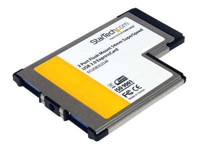 StarTech.com 2 Port Flush Mount ExpressCard 54mm SuperSpeed USB 3.0 Card Adapter with UASP