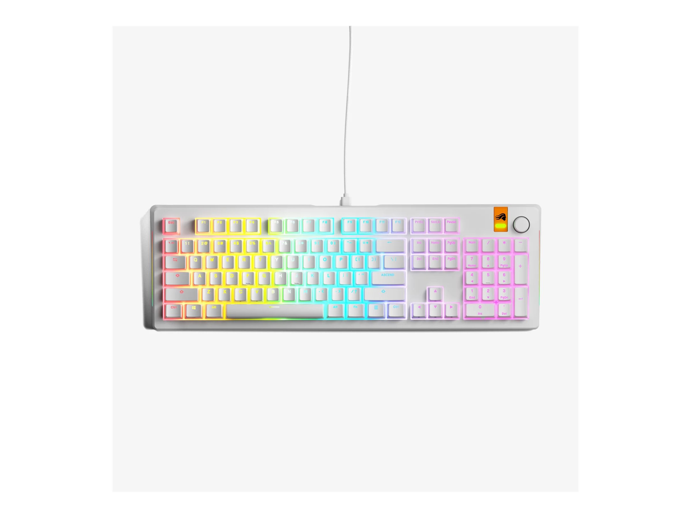 Glorious GMMK3 HE keyboard prebuilt 100% full size QWERTY US white Input Product shot Front 79950