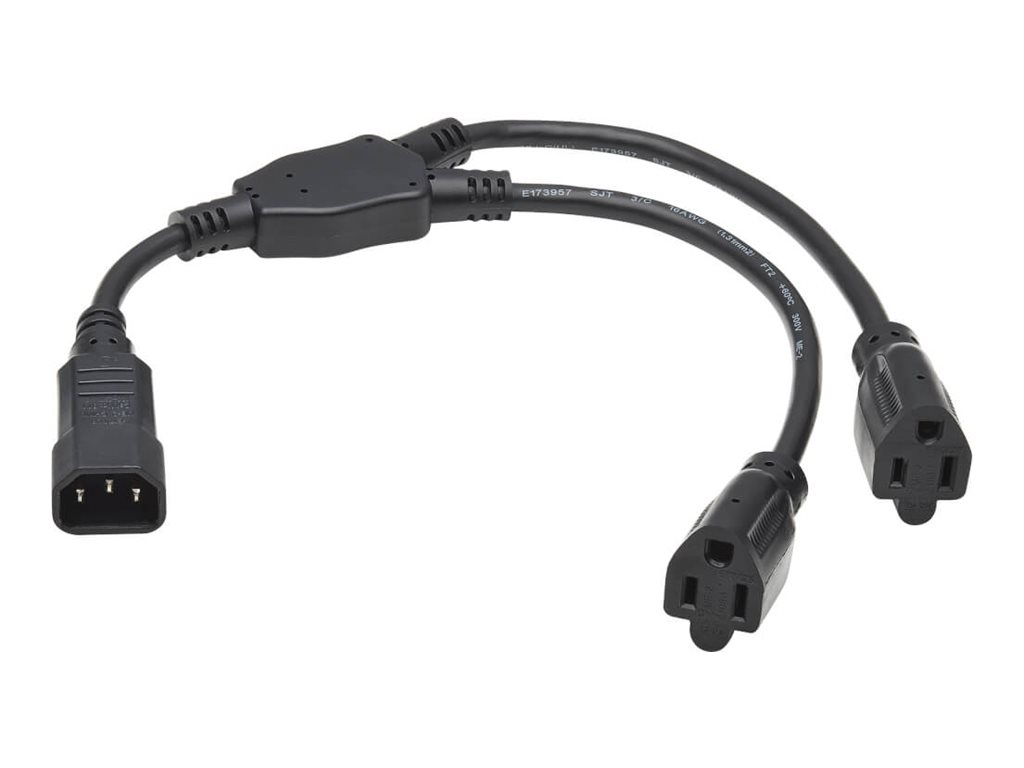 Eaton Tripp Lite Series Power Cord Y Splitter, C14 to 2x NEMA 5-15R