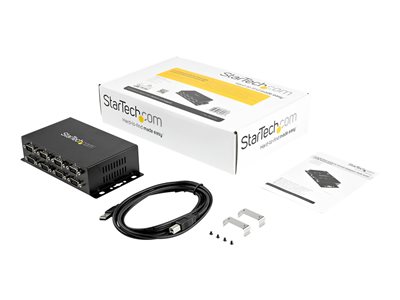 StarTech.com 8 Port USB to Serial RS232 Adapter - Wall Mount - Din Rail - COM Port Retention - FTDI USB to DB9 RS232 Hub (ICUSB2328I)