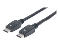 Manhattan DisplayPort 1.1 Cable, 4K@60Hz, 10m, Male to Male, With Latches, Fully Shielded, Black, Lifetime Warranty, Polybag 