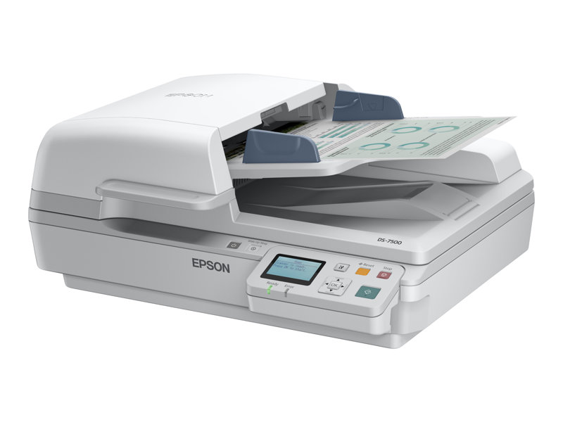 Epson WorkForce DS-6500N - Dokumentenscanner - Duplex - A4 - 1200 dpi x 1200 dpi - bis zu 25 Seiten/Min. (einfarbig) / bis zu 25 Seiten/Min. (Farbe) - automatischer Dokumenteneinzug (100 Blätter) - bis zu 3000 Scanvorgänge/Tag - USB 2.0, Gigabit LAN