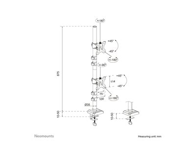 NEOMOUNTS NERO Dual monitor arm 25,4cm Optionen & Zubehör