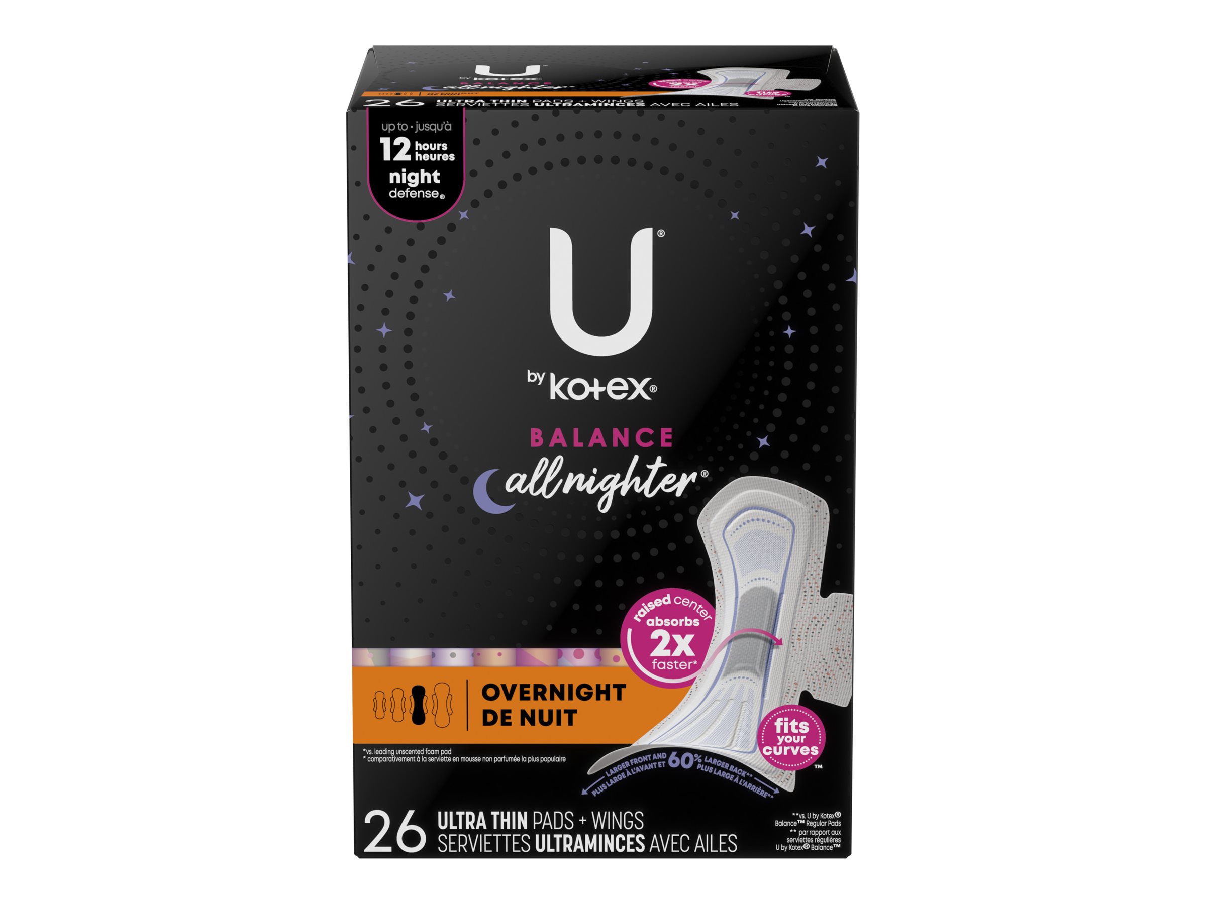 U by Kotex Balance Ultra Thin Sanitary Pad - Overnight - 26 Count