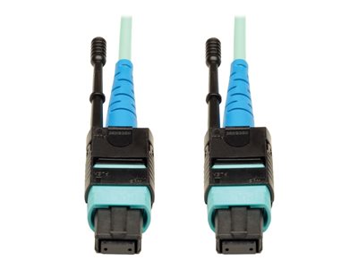 Tripp Lite MTP MPO Patch Cable Push Pull Tab 100GbE Aqua OM3 Plenum 3M 10ft 10' '3 Meter