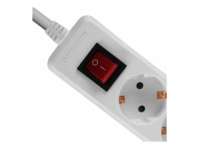 Multiprise 3 prises Schuko avec interrupteur, blanc