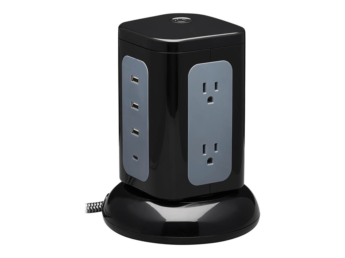SURGE PROTECTOR TOWER 6OUTLET3X USB-A 1X USB C 8FT CORD BLACK