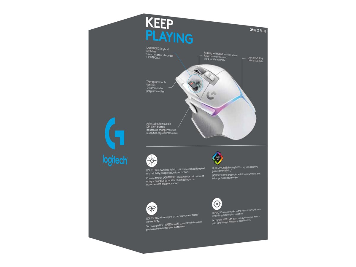 Logitech G G502 X PLUS - myš - 2.4 GHz - bílá – foto 10