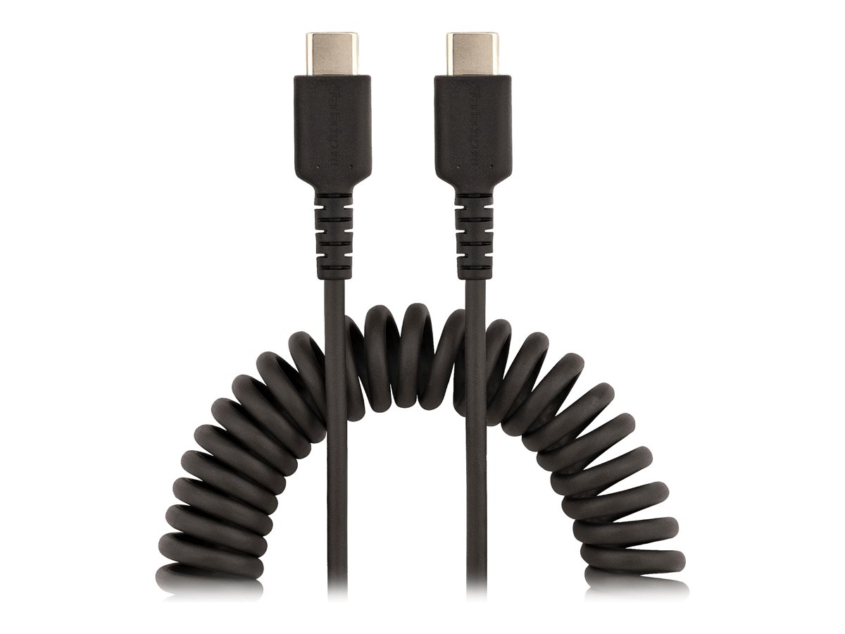 StarTech.com 20in (50cm) USB C Charging Cable, Coiled Heavy Duty Fast Charge & Sync USB-C Cable, High Quality USB 2.0 Type-C Cable, Rugged Aramid Fiber, TPE, 3A, S20, iPad, Pixel - Durable Male to Male USB, Black - USB kabel typ C - USB-C do USB-C - 50 cm – foto 2