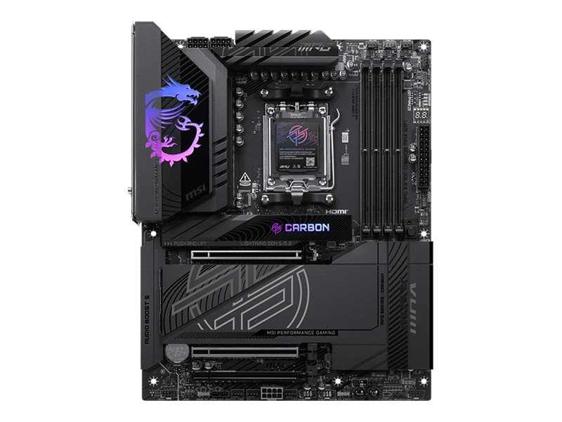 MSI MPG X870E CARBON MAX WIFI motherboard ATX Socket AM5 AMD Product shot Front 79575