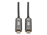 Tripp Lite USB-C AOC Cable (M/M) - USB 3.2 Gen 2 (10 Gbps) Plenum-Rated Fiber Active Optical Cable - Data Only, Backward Compatible, Black, 10 m