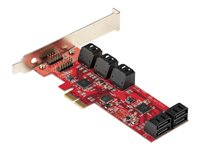 StarTech.com SATA PCIe Card, 10 Port PCIe SATA Expansion card, 6Gbps SATA Card, Low/Full Profile, Stacked SATA Connectors, ASM1062 Non-Raid SATA Controller Card / Adapter - PCI Express to SATA Converter (10P6G-PCIE-SATA-CARD) Lagringskontrol