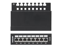 Intellinet Patch Panel, Cat6a, FTP, 8-Port, Desktop, Shielded, 90° Top-Entry Punch Down Blocks, Black - patch panel