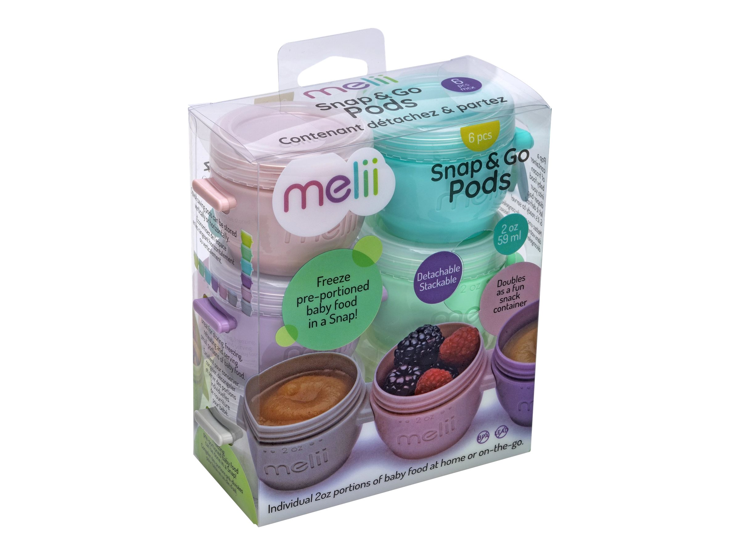 Melii Snap and Go Pods Food Containers - 59ml - 6 piece