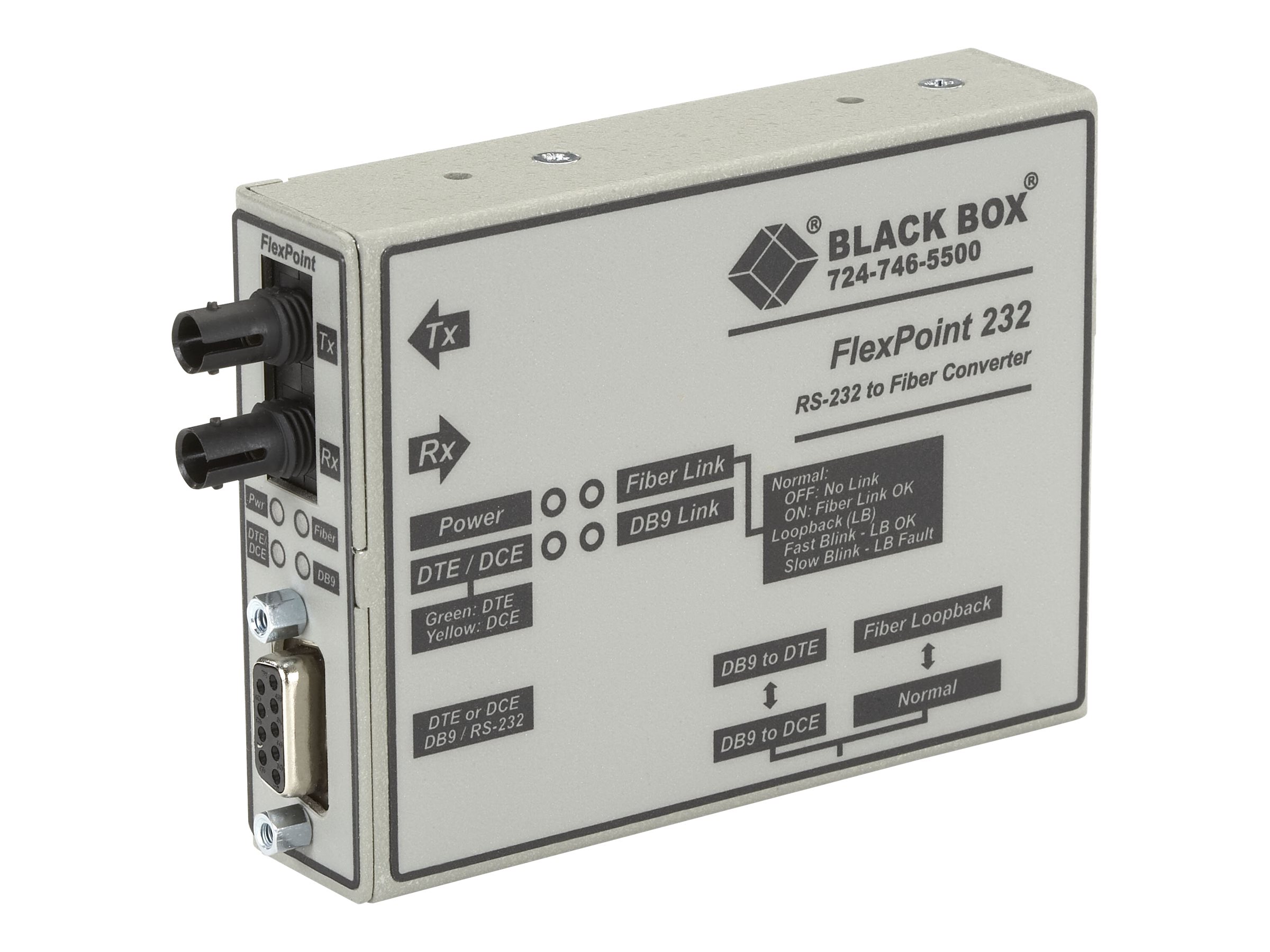 Black Box FlexPoint RS-232 to Fiber Converter