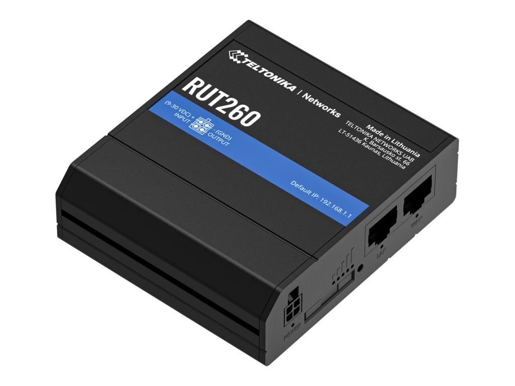 Teltonika wireless router WWAN Wi-Fi 3G 4G DIN rail Product shot Right-angle 79700