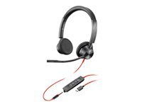 Poly Blackwire 3325 - Blackwire 3300 series - headset - on-ear - wired - active noise canceling - 3.5 mm jack, USB-C - black - Certified for Microsoft Teams