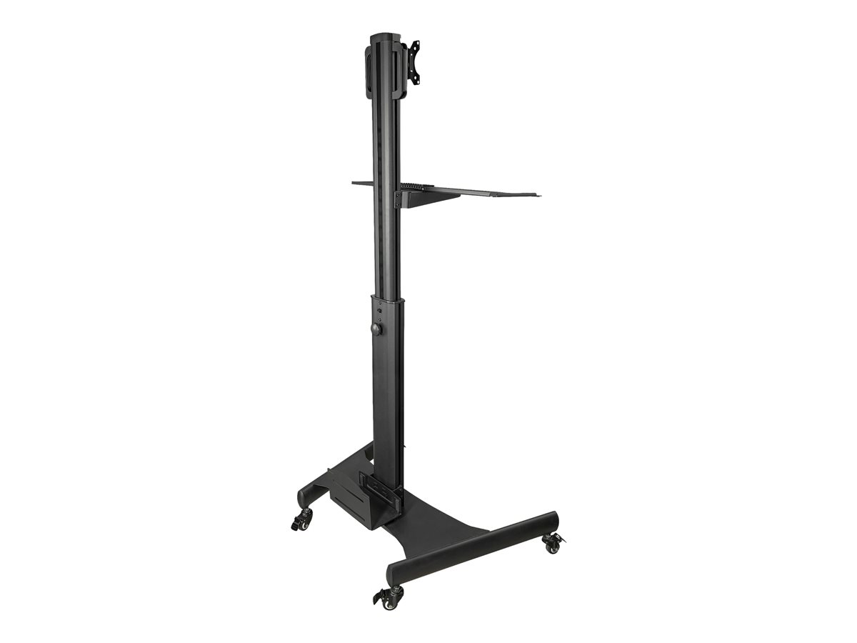 StarTech.com Mobile Workstation Cart with Monitor Mount, CPU/PC Holder, Keyboard Tray, Ergonomic Height Adjustable Desktop Computer Cart, Rolling Mobile Standing Workstation on Wheels - Portable Stand-Up Cart vozík - pro LCD displej / klávesnice / myš / CPU - černá – foto 2