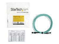 Startech MTP Fiber Optic Cable - 15 ft / 5m - OM3 - 40Gb - Push / Pull Tab - Plenum - MPO / MTP Connector - Fiber Patch Cable (MPO12PL5M) - network cable - 5 m - 5 m - aqua