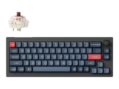 Keychron V2 Max keyboard QMK/VIA custom mechanical fully assembled knob 65% carbon black Product shot Front 79200