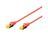 DIGITUS CAT 6a Kabel med afskærmning med folie og kobberfletning (SFTP 10m Patchkabel Rød 
