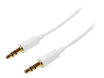 StarTech.com 2m White Slim 3.5mm Stereo Audio Cable - 3.5mm Audio Aux Stereo - Male to Male Headphone Cable - 2x 3.5mm Mini Jack (M) White (MU2MMMSWH) Audiokabel Hvid 2m