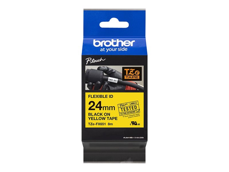 Ruban TZ laminé flexible 24mm Noir/Jaune