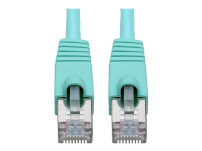 Tripp Lite Cat6a 10G-Certified Snagless Shielded STP Network Patch Cable (RJ45 M/M), PoE, Aqua, 14 ft.