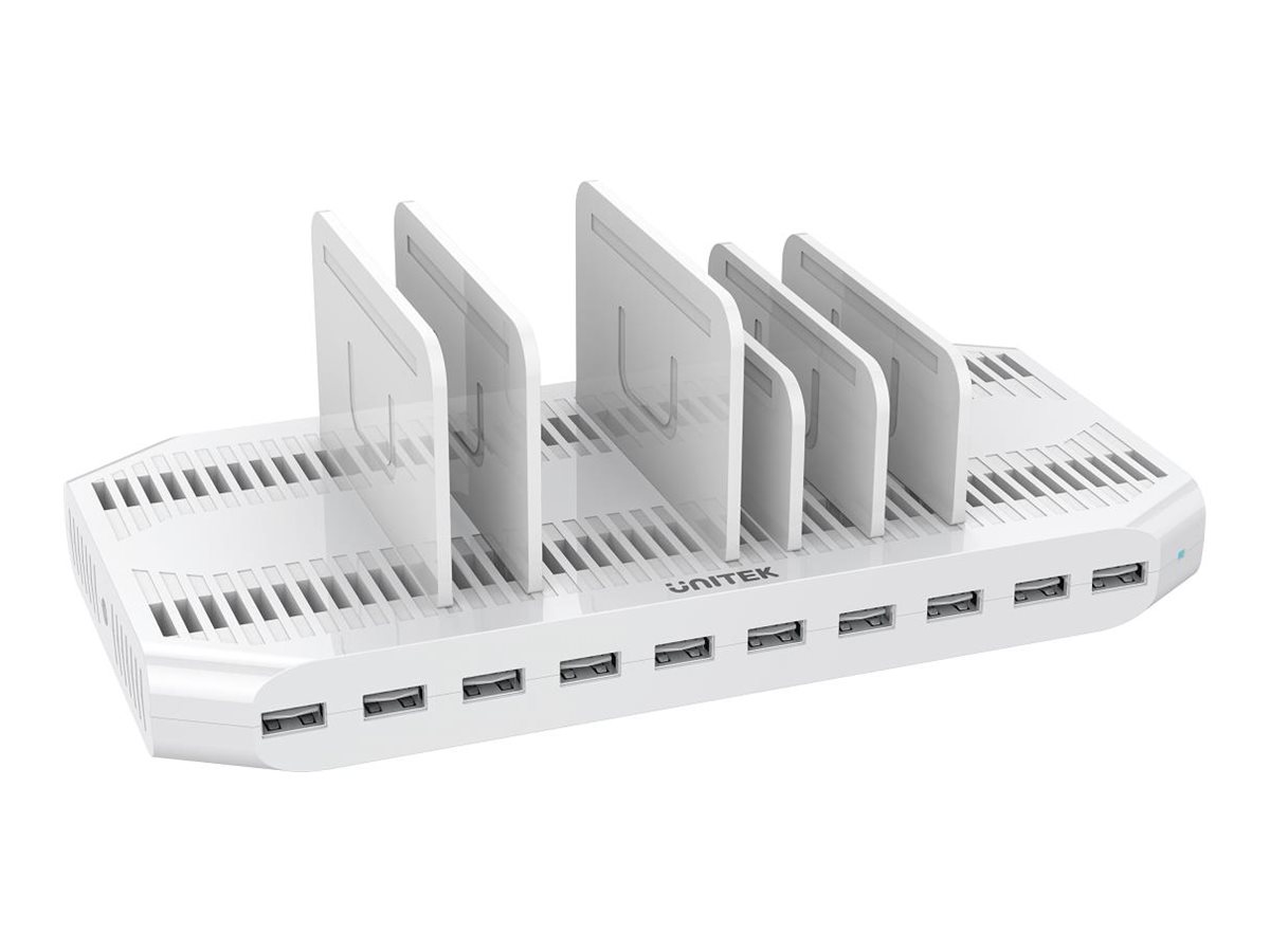 Unitek Y-2190 charging station + AC power adapter USB 60 Product shot Left-angle 79750