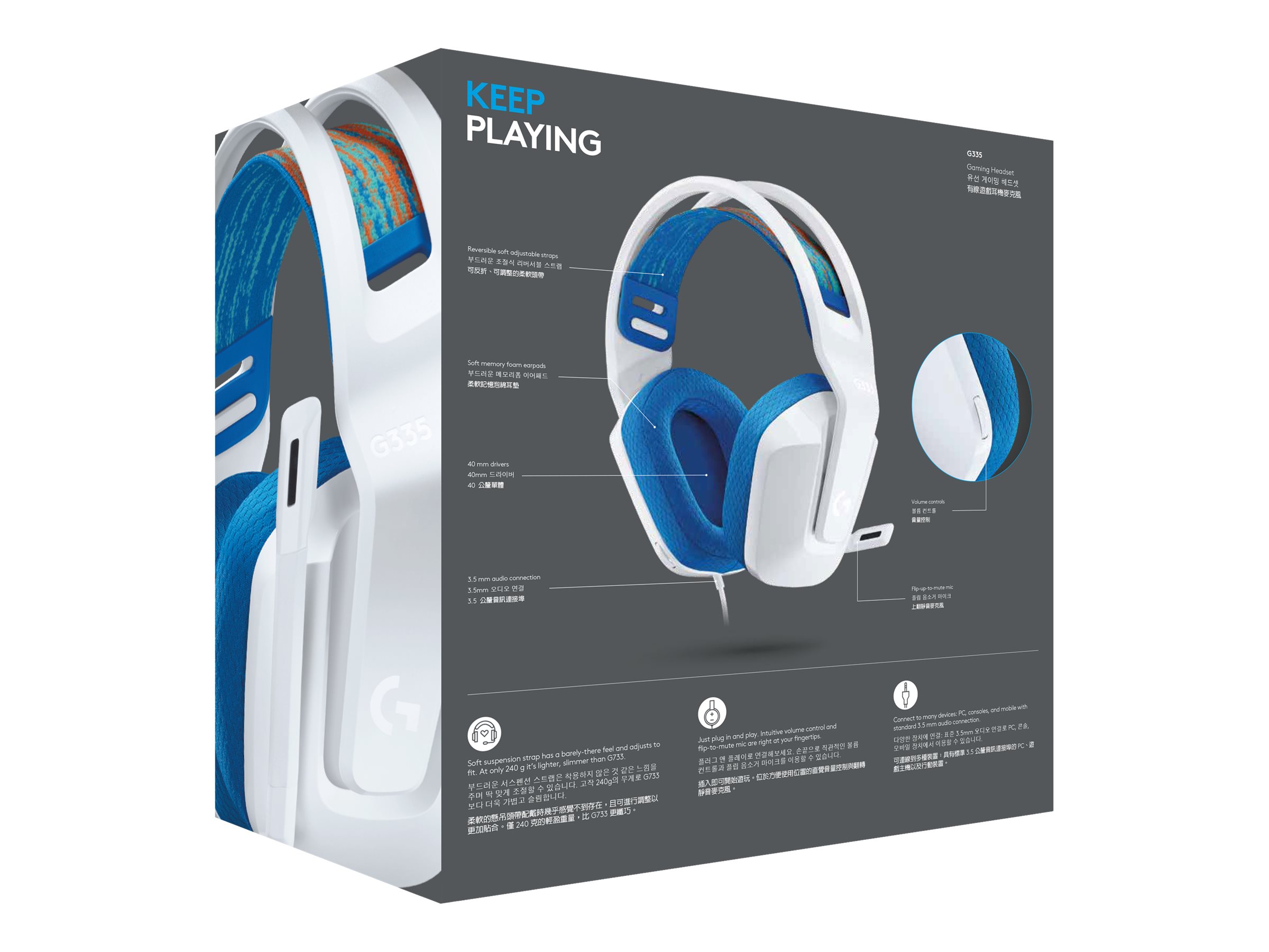 Logitech G G335 headset 3.5 mm Package view Left-angle 78100